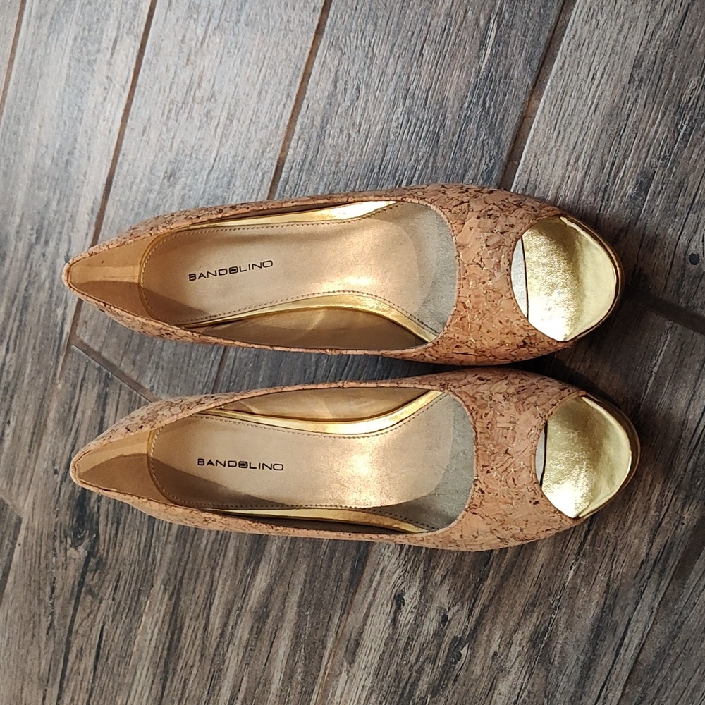 Cork peep toe high heels Women's size 10M